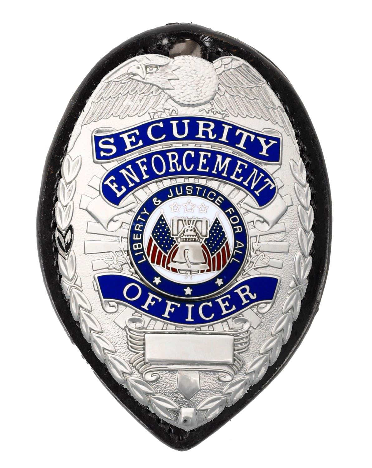 RYNO GEAR Security Badge, Enameled & Plated, Pin Catch Design, 2-1/4 x 3-1/8", Nickel-Brass Shield Badge