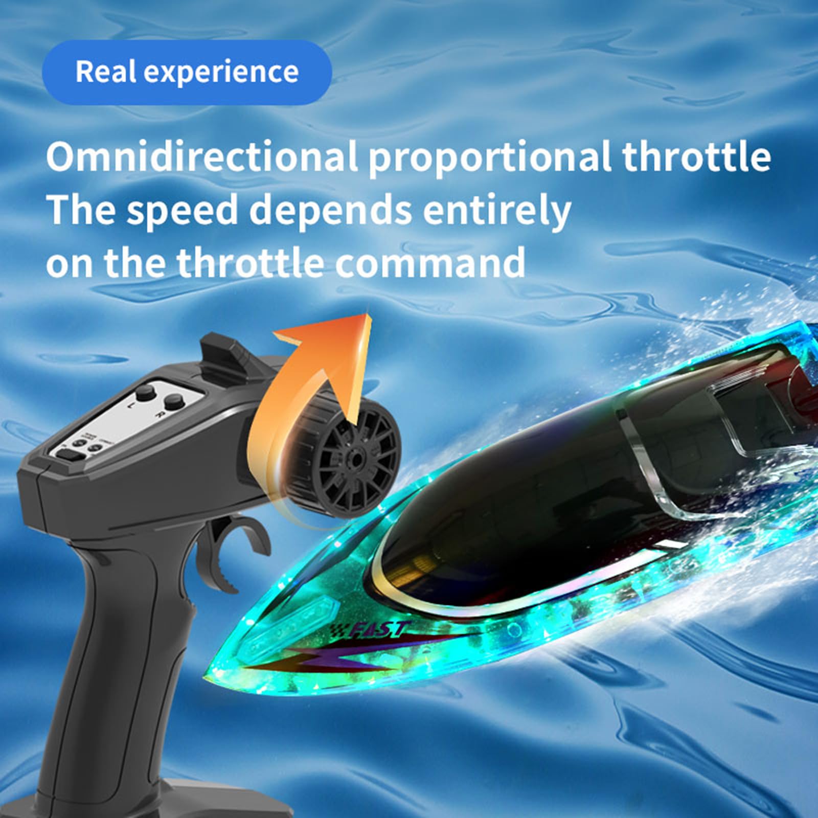 Bateau Télécommandé Goolsky – 2,4 GHz – 30 Km/h – LED Colorées – Réinitialisation En Cas De Chavirage – 7,4 V 1500 MAh – Piscine Ou Lac