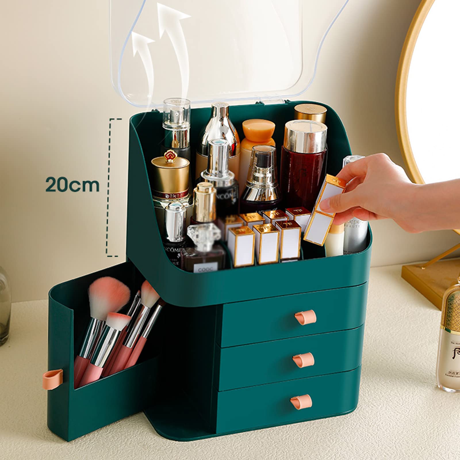 Rangement de Maquillage,Organisateur de Soins de la Peau, Organisateur de Maquillage avec tiroirs,Rangement de comptoir(A)