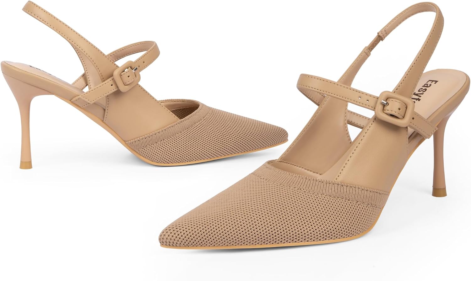 Closed Toe Heels for Women Pointed Toe Stiletto Knitted Slingback Heels Womens Pumps Wedding Dress Shoes - Image 5