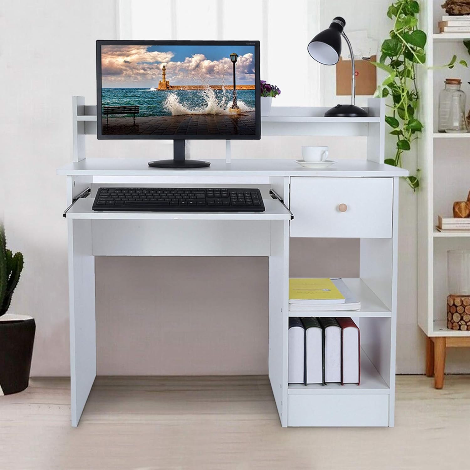 Computer Desk with Storage Shelves and Drawers, Home