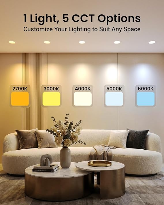 Sunco 12 Pack 6 Inch Retrofit LED Recessed Lights, 5CCT, 13W75W, Dimmable