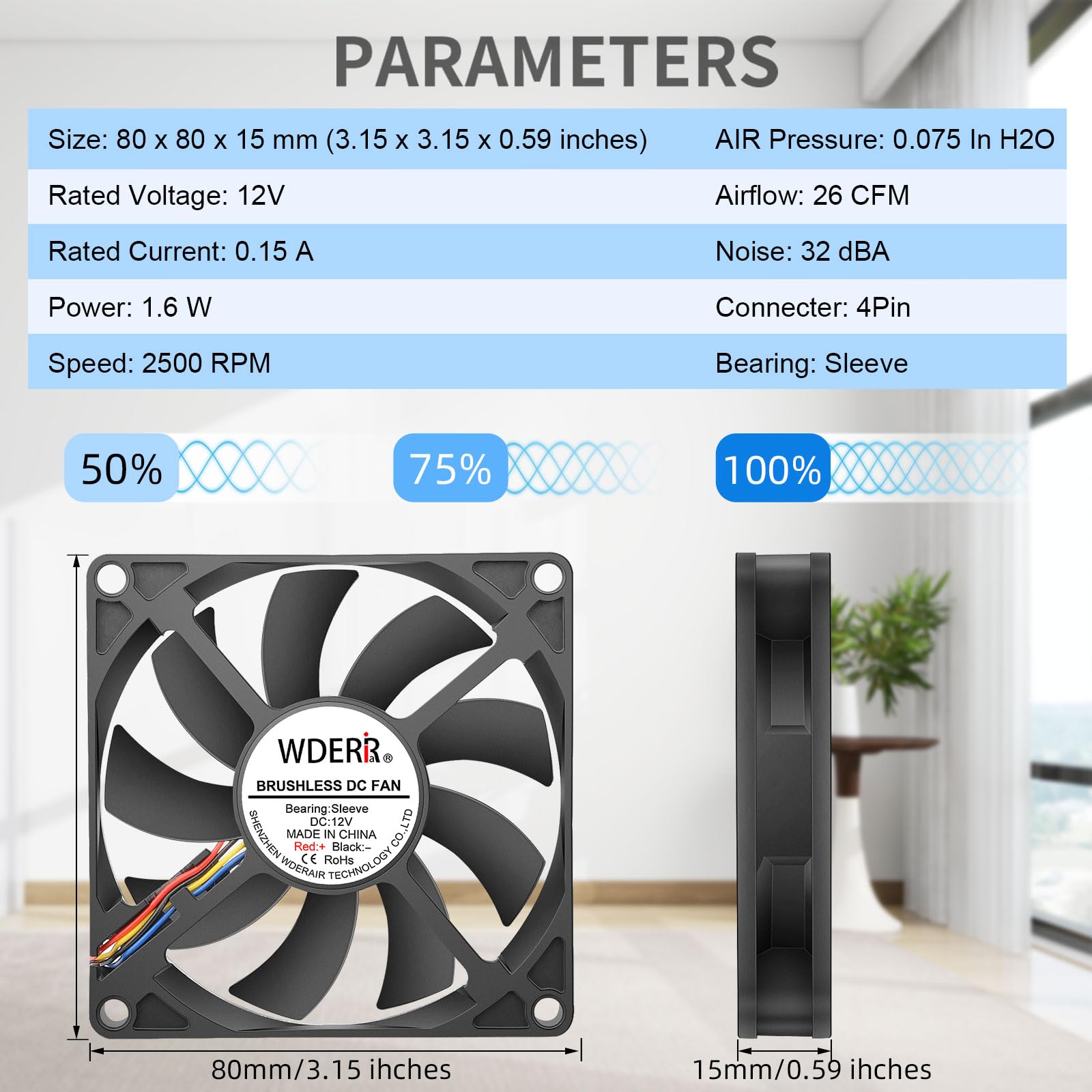 80 mm x 15 mm, ultra delgado, 12 V, sin escobillas, 4 pines, PWM, caja de computadora, ventilador de refrigeración, proyectos de escape, ventilación DIY, paquete de 2