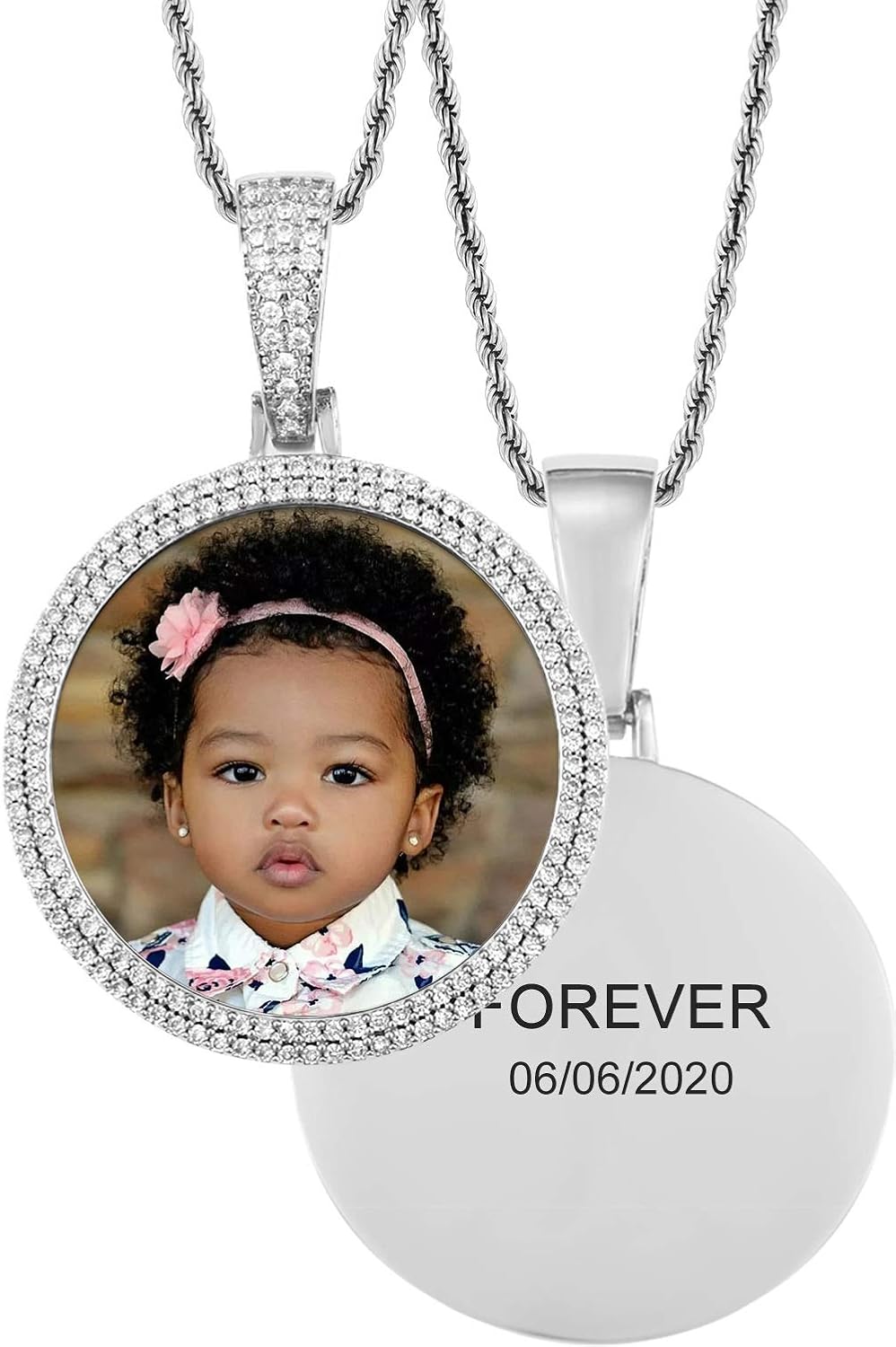 Custom Picture Necklace Personalized Photo Pendant Customized Picture Chains For Men Gold Silver Memory Round Engraved Medallion Necklaces