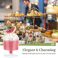 Vista 3 de TOFLEN Mini tazas de postre de 5 onzas con cucharas, 80 unidades, sirve 40, vasos redondos de plástico para aperitivos de fiesta, mousse, pudín