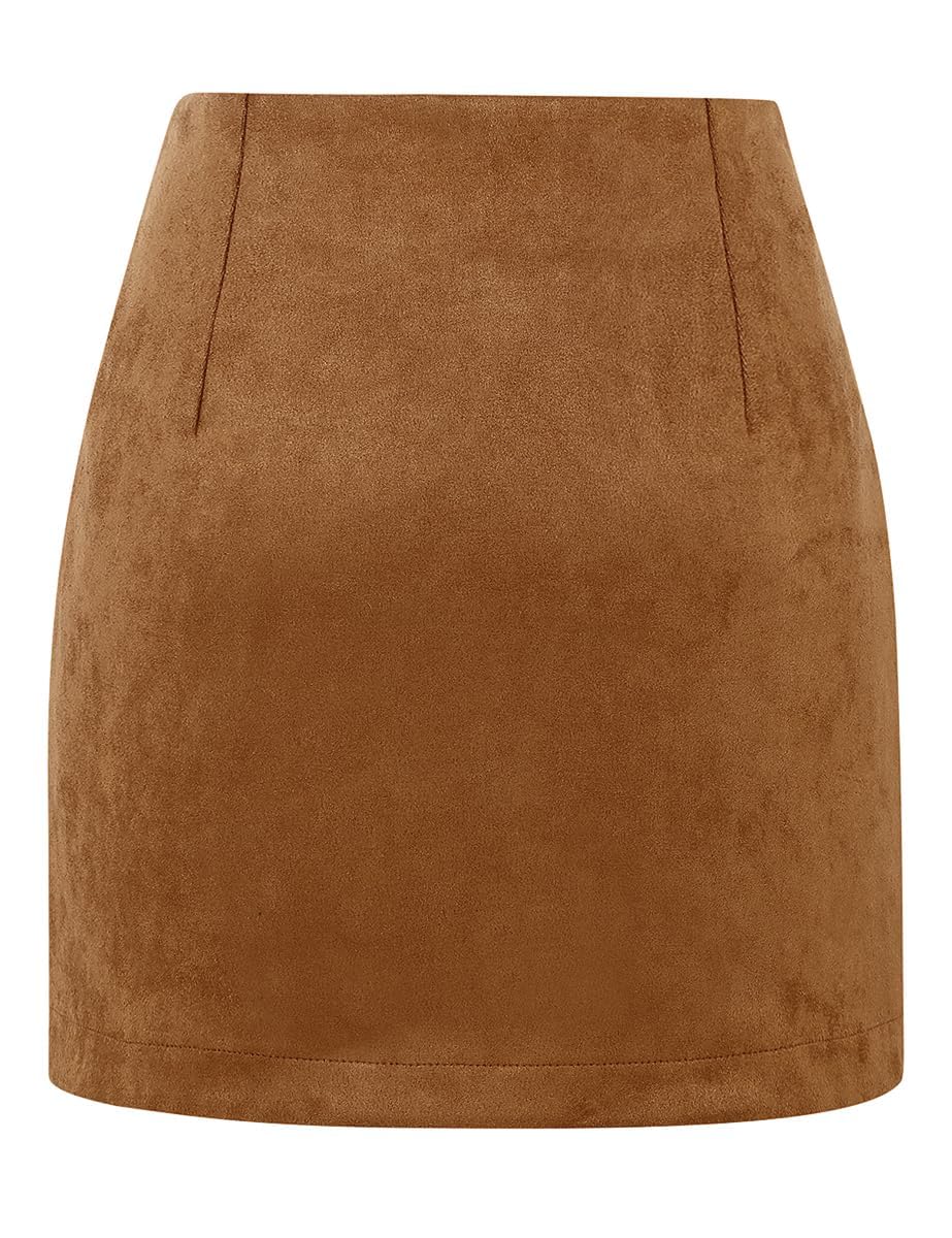 IDEALSANXUN Mini jupe crayon en laine avec motif à carreaux et taille haute, pour femme