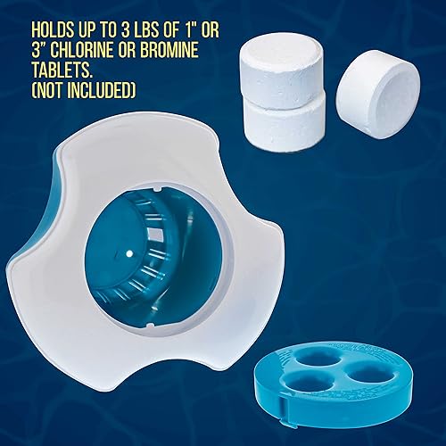 Miniatura 5 de U.S. Pool Supply Dispensador de cloro flotante grande para piscina con termómetro de 120  F, 7 pulgadas de diámetro, capacidad para tabletas de 3