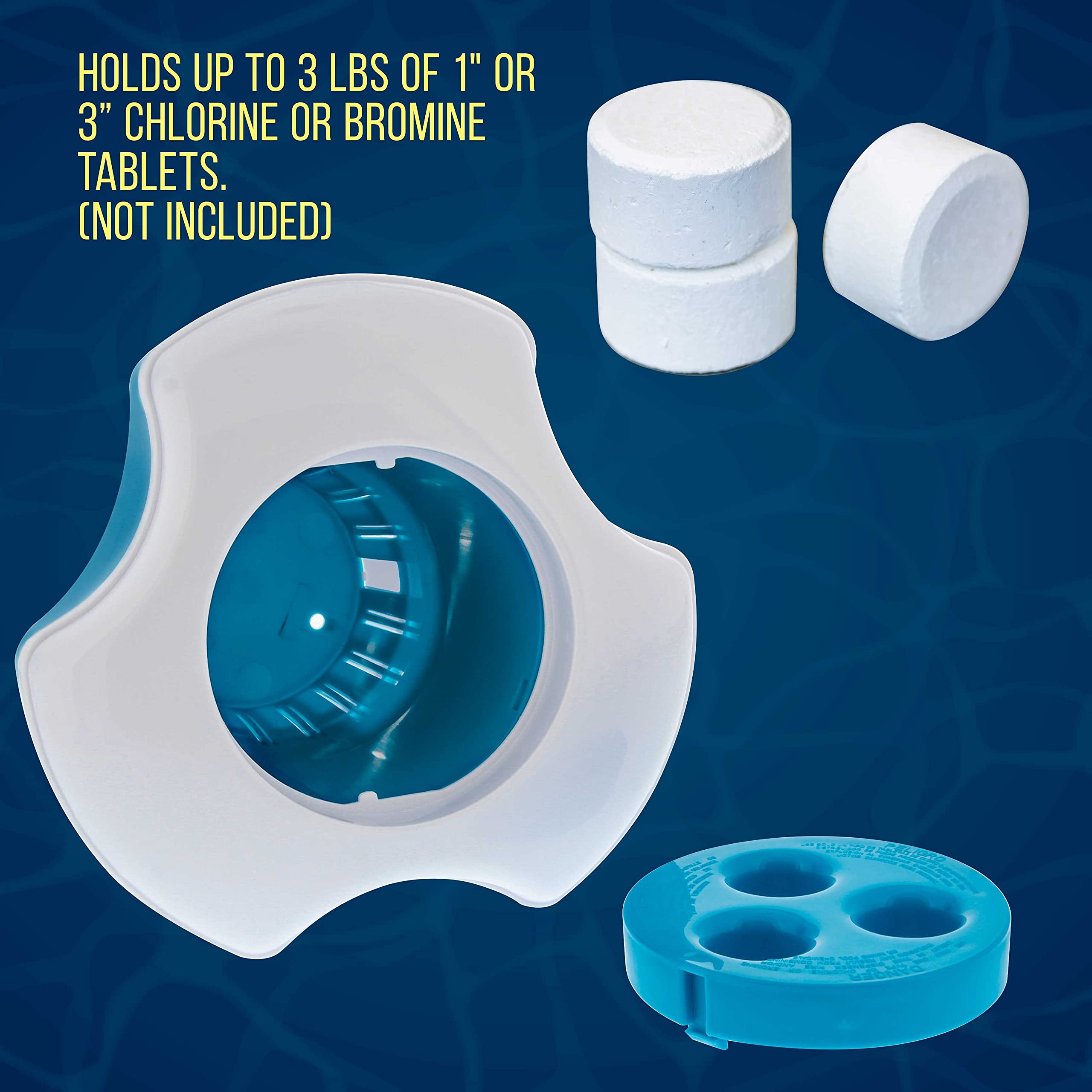 U.S. Pool Supply Duży pływający dozownik chloru do basenu z termometrem 48.9 °C, średnica 18 cm, pomieści tabletki 7,6 cm, regulowany pływak do konserwacji basenu, spa, jacuzzi