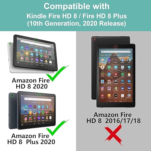 Miniatura 2 de WEUIUJKILO Funda para tablet Kindle Fire HD 8 y Fire HD 8 Plus (10 generación, versión 2020) Funda de piel sintética delgada con diseño de