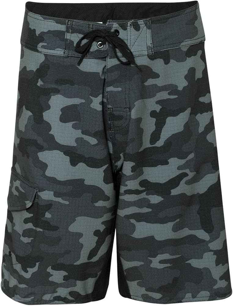 Burnside Mens Camo-Diamond Dobby Board Shorts-B9371-30-Black Camo