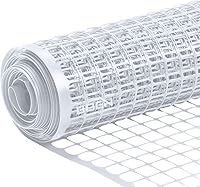 BOEN 40x25 ft Garden Fence Plastic Mesh Netting - Temporary Outdoor Barrier for Dogs, Rabbits, Deer & Plant Protection (White)