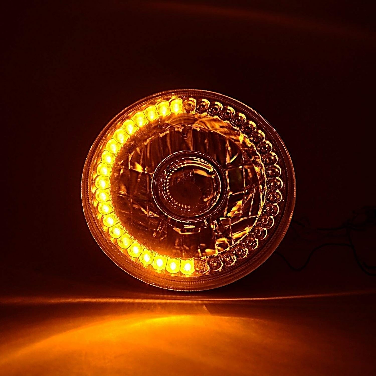 Octane Lighting 7 Inch Halogen Amber SC LED Halo Angel Eye Projector Headlight Light Lamp Bulb Pair