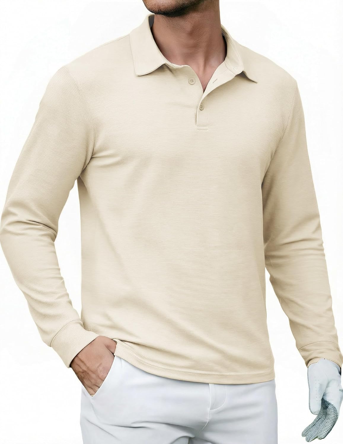 Mens’s Athletic Long Sleeve Polo Shirts UPF 50+ Sun Protection Golf Polos Lightweight Summer Quick Dry Shirts