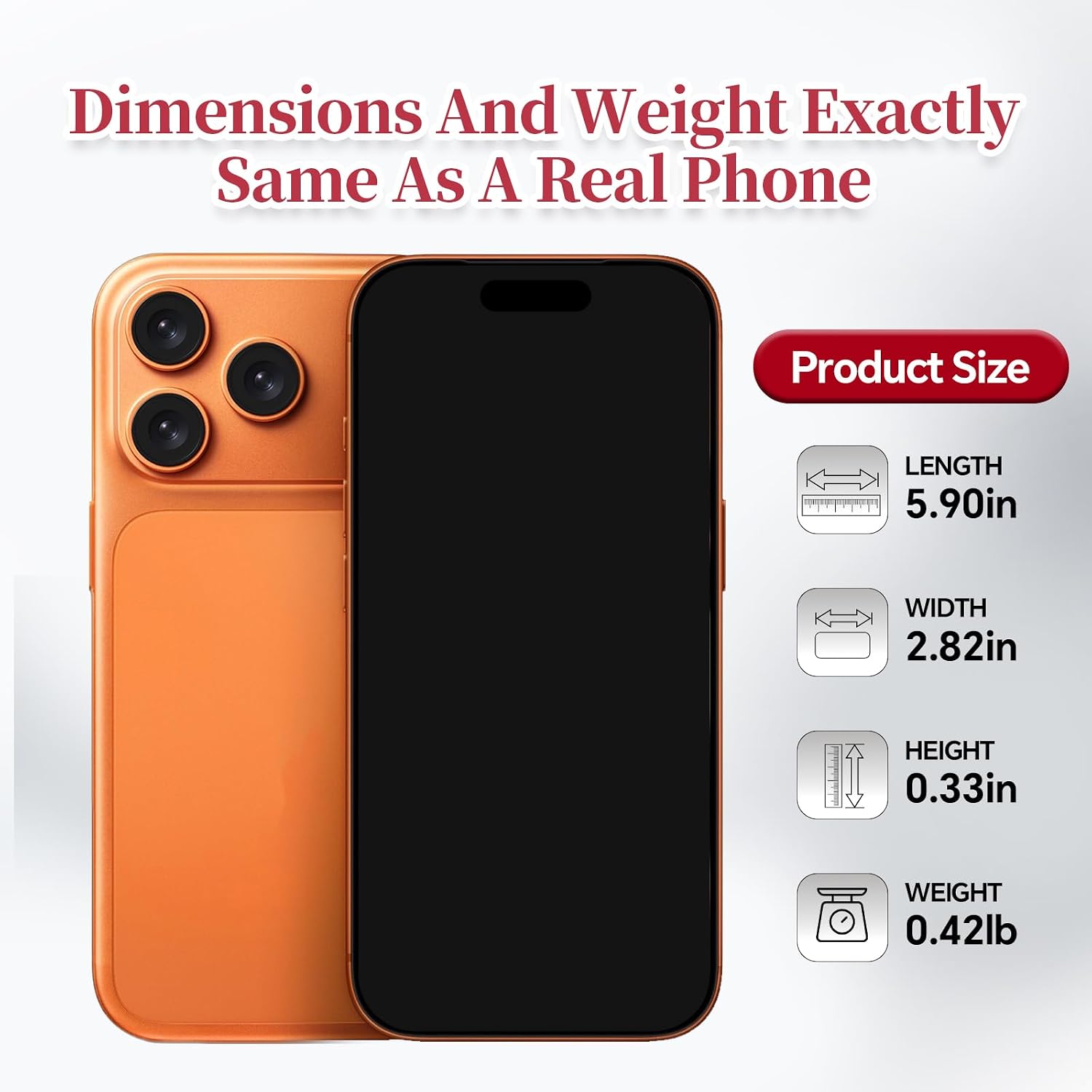 Fake Phone Dummy PropPhone, BlackScreen Decoy PhonePear PhoneNon-Working Phone17Pro Max 17Air , Display Phones Look Like Real Phonepro max 17 (17Pro,Cosmic Orange,Black Screen) Prop Mobile Phone