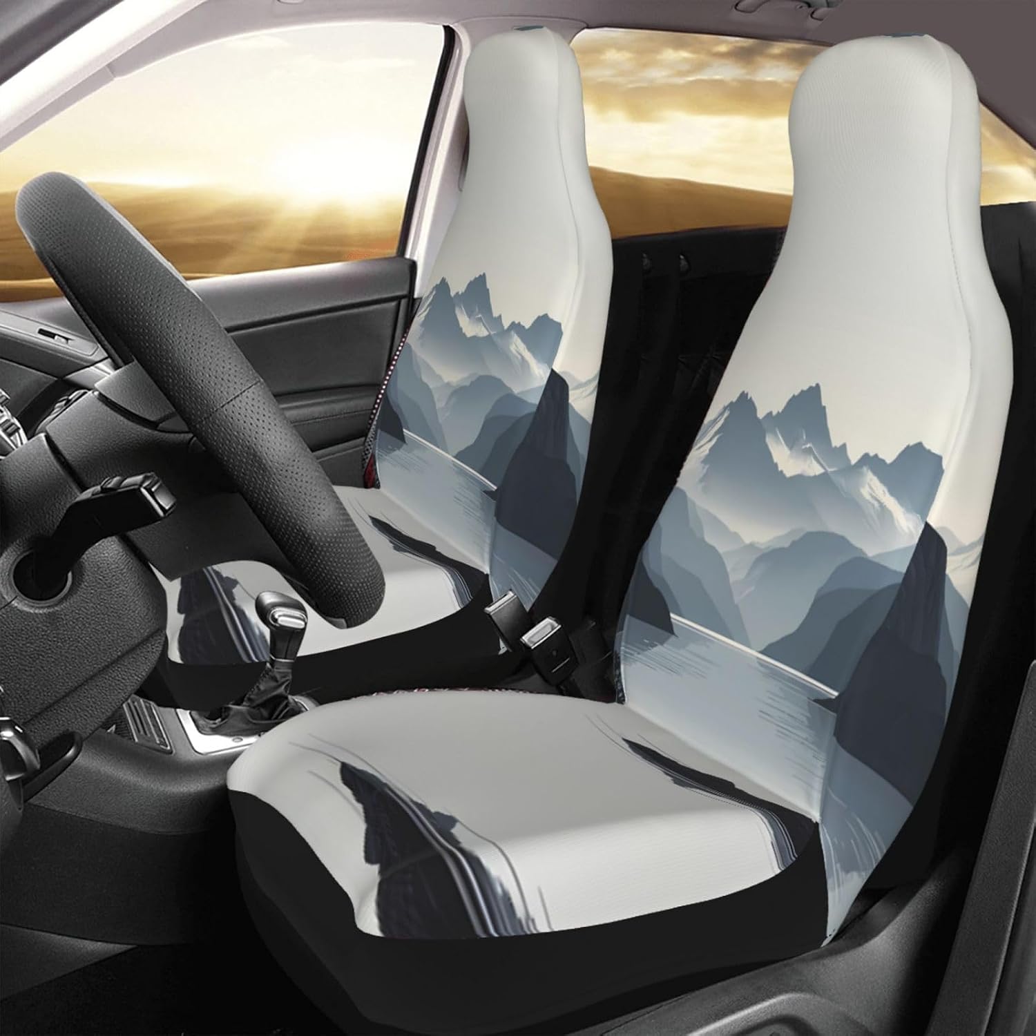 Universal Minimal Fjord Printed car seat Covers are Suitable for Most Seats in Trucks, Vans, and Other Similar Vehicles.