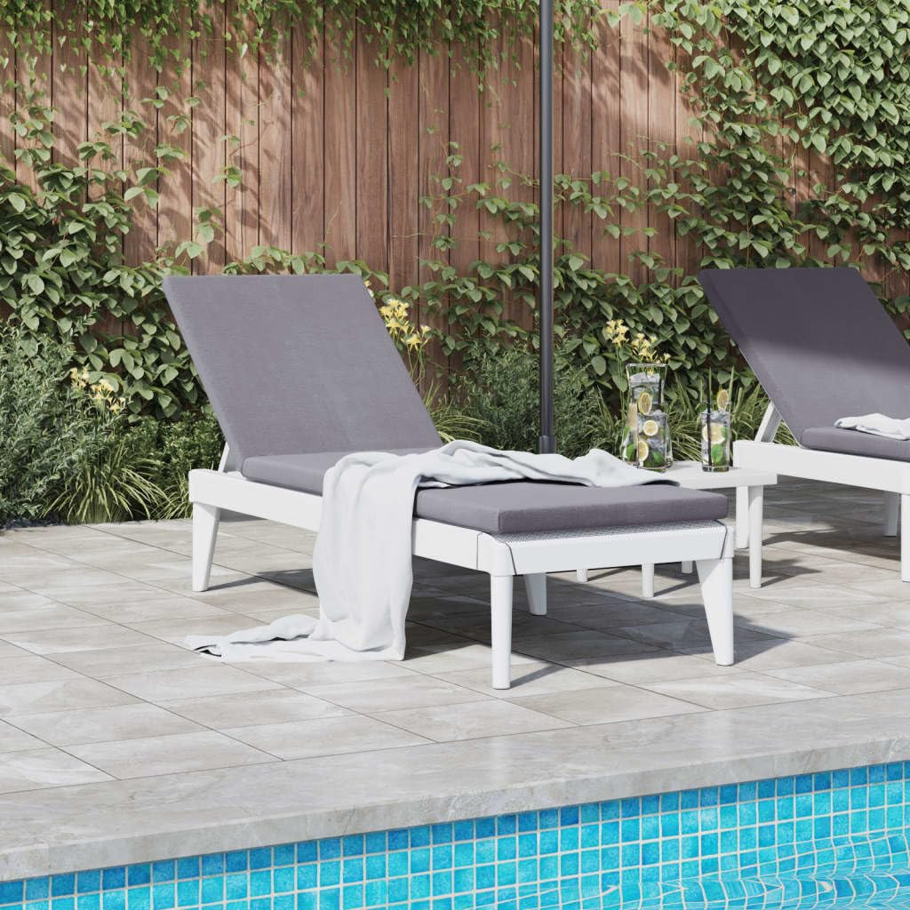Chaise Longue Blanc en polypropylène 186x60x29 cm avec Dossier réglable et accoudoirs, transat Pliable pour Jardin terrasse Balcon Piscine