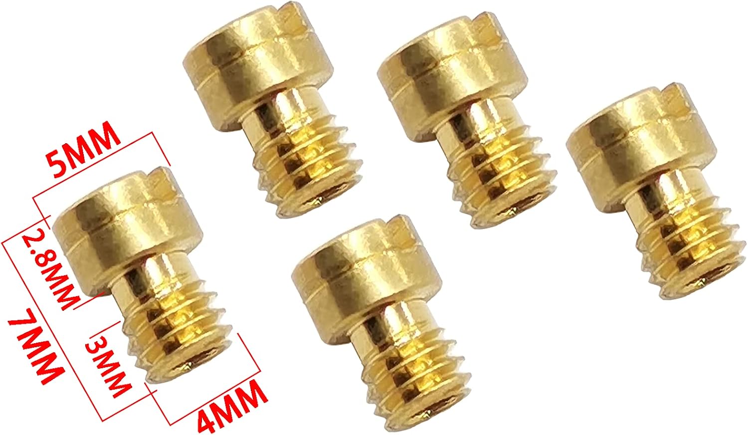 5pcs GY6 50CC 80CC Carburetor Main Jet, 4mm Round Head Main Jet Fit for Keihin PZ19 CVK 24 26 Carb (#100. #102. #105. #108. #110.)