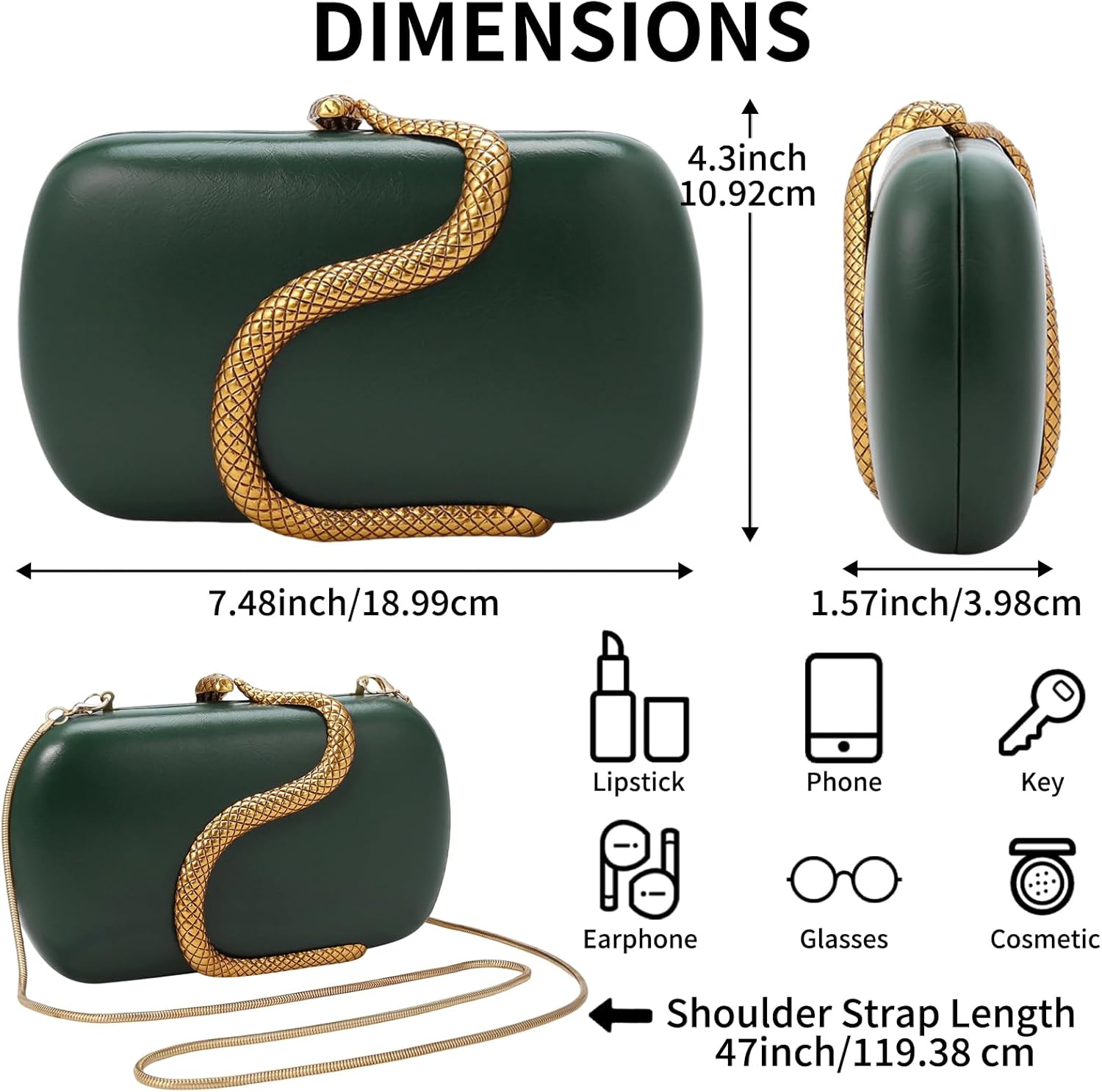 YYW Evening Clutch Purse for Women Small Handbag PU Leather Clutch Handbag Shoulder Bag for Wedding Formal Party