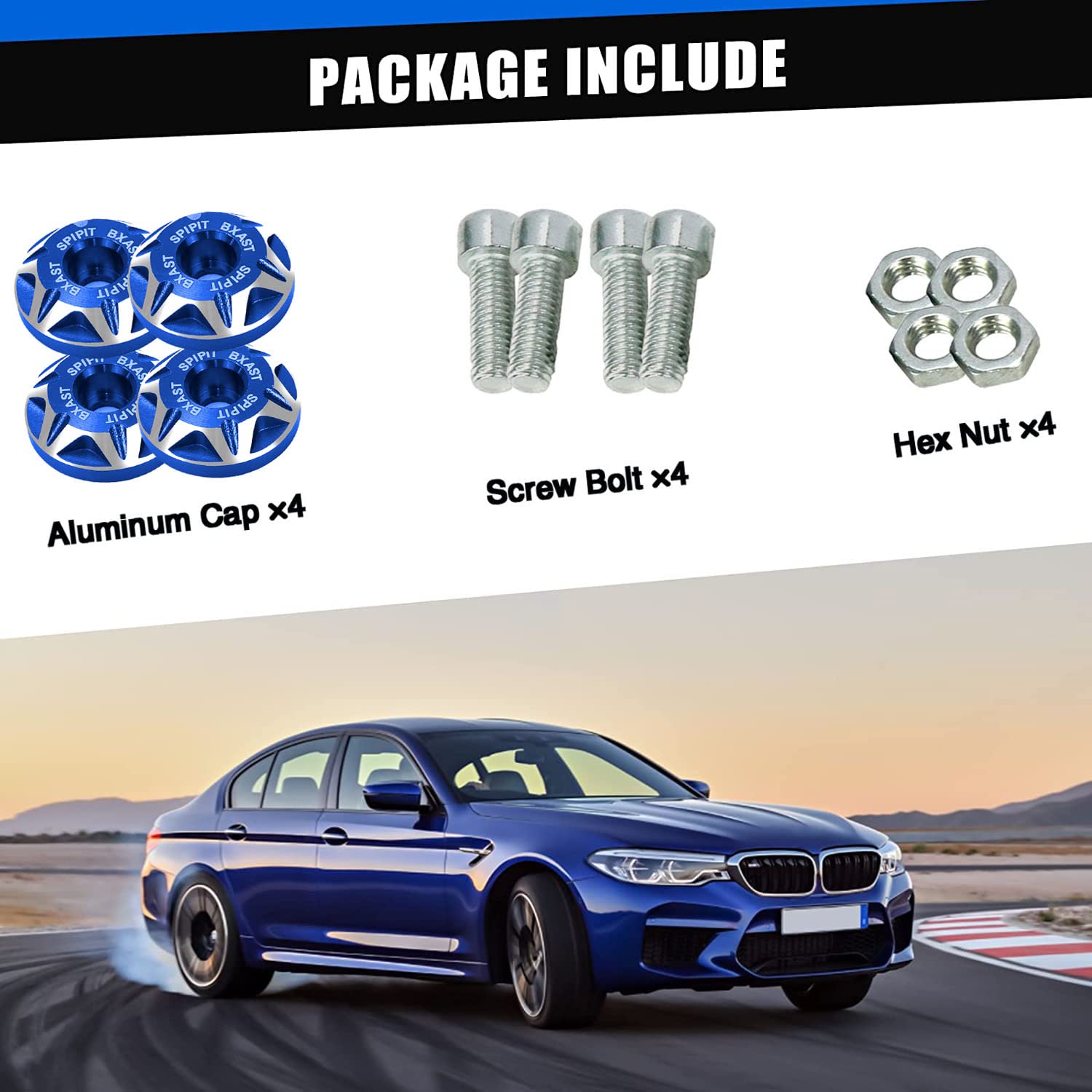 Motorcycle License Plate Bolts: M6× 17 CNC Carved Aluminum Alloy License Plate Screw Kit License Plate Bolts for Cars Trucks Motorcycles (12Pcs- Blue)
