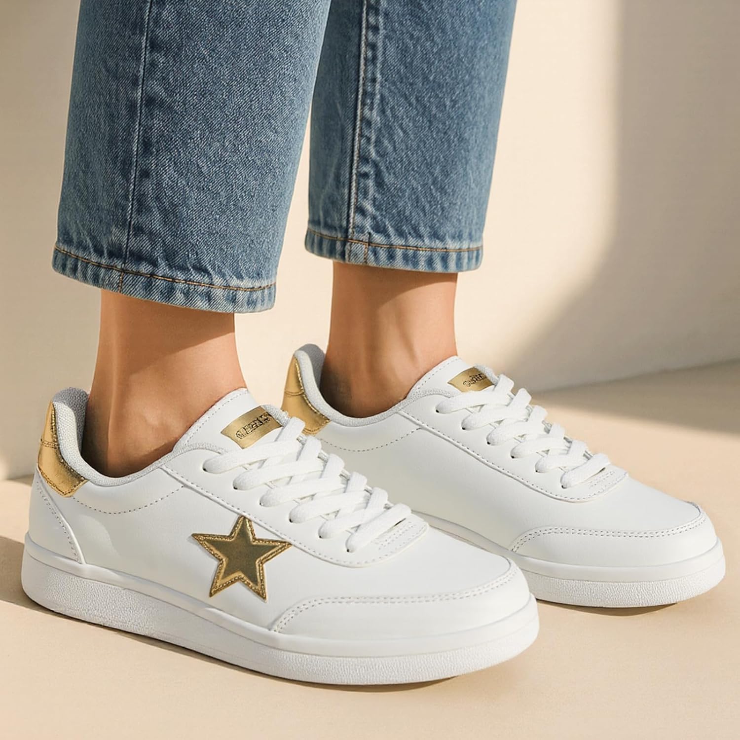 OFG Women's Star Sneaker Lace Up Low Top Comfortable Cushioned Sparkle Walking Shoes Casual Lightweight Breathable Glitter Tennis Shoes - Image 7