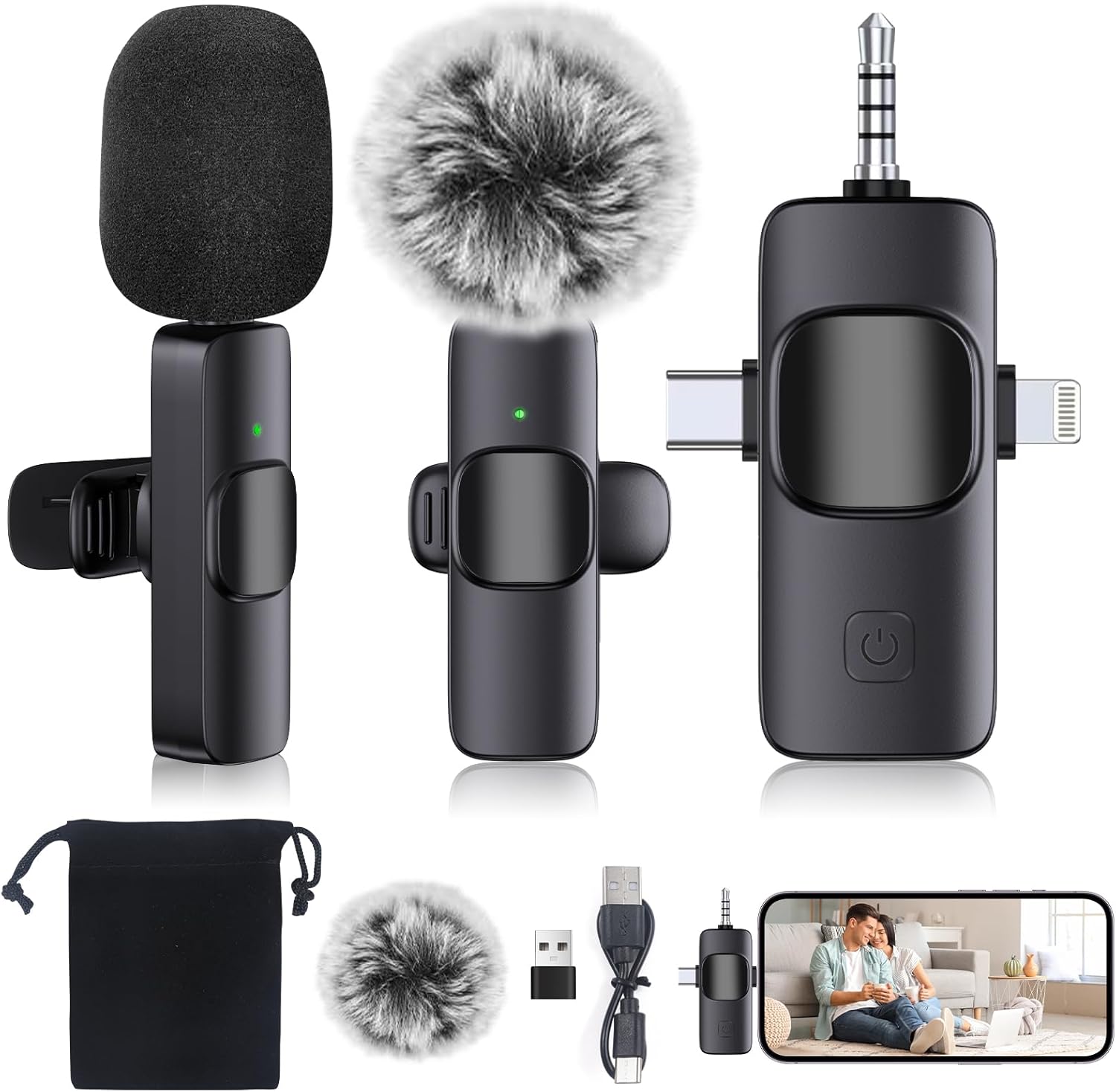 Amazon.com: Jdfdexc 3 in 1 Professional Wireless Microphone for iPhone ...