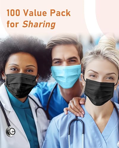 Miniatura 175 de Mascarillas desechables paquete de 100 unidades, 4 capas ASTM nivel 3 grado médico, transpirables para protección al aire libre de adultos, Sinfonía