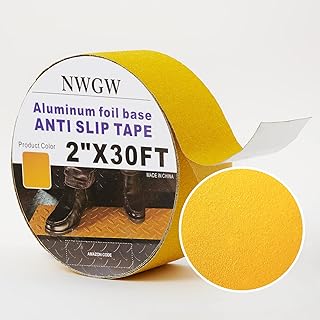 NWGW Anti Slip Tape 2 Inch x 30 Feet, Aluminum Foil Base Non Skid Tape, Yellow Anti Slip Tape Excellent for Sidewalks, Steps, Work Station Trailers, Work Vehicles