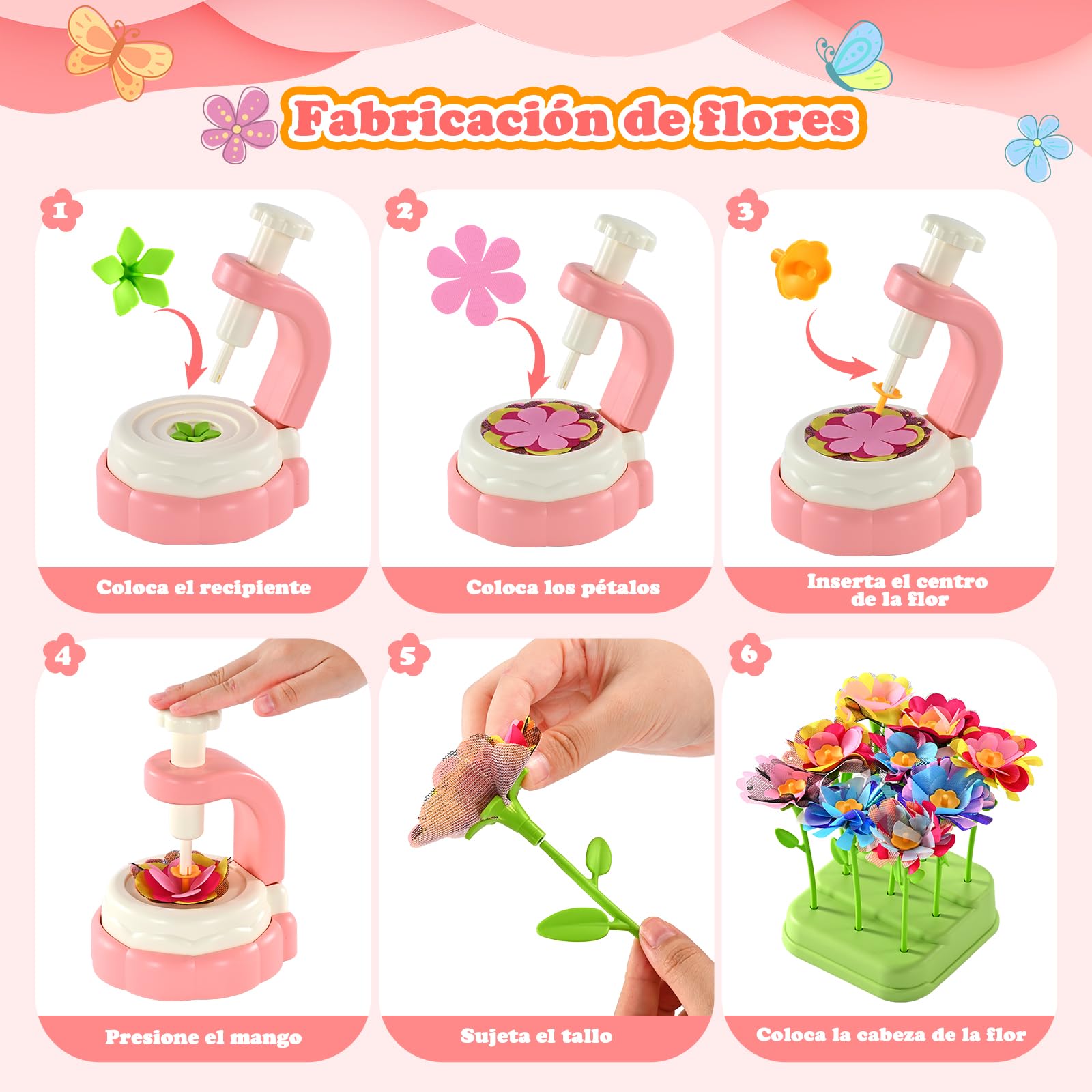 BlueSwan Manualidades, Regalo Día de la Madre, Juguetes Regalos Cumpleaños Niños Colegio para 3 4 5 6 7 8 9 10 11 12 Años, Prensa Flores Juegos Antiestrés Niña, DIY de Hija a Mamá, Flore Artificiales