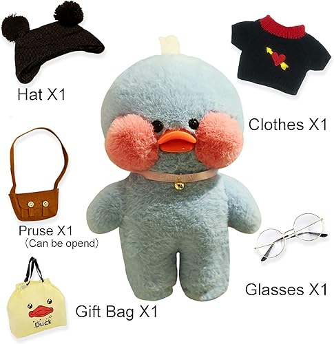 Miniatura 2 de MOMOMIUMIU Bonitos peluches de pato con 6 accesorios Kawaii, lindo animal de peluche para niñas adolescentes, animales de peluche con gafas y ropa,