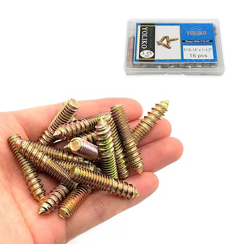 Miniatura 4 de Paquete de 16 pernos de suspensión de doble cabeza de 516-18 x 1-12 pulgadas para muebles y clavijas de madera, varillas roscadas de 1.500 in de