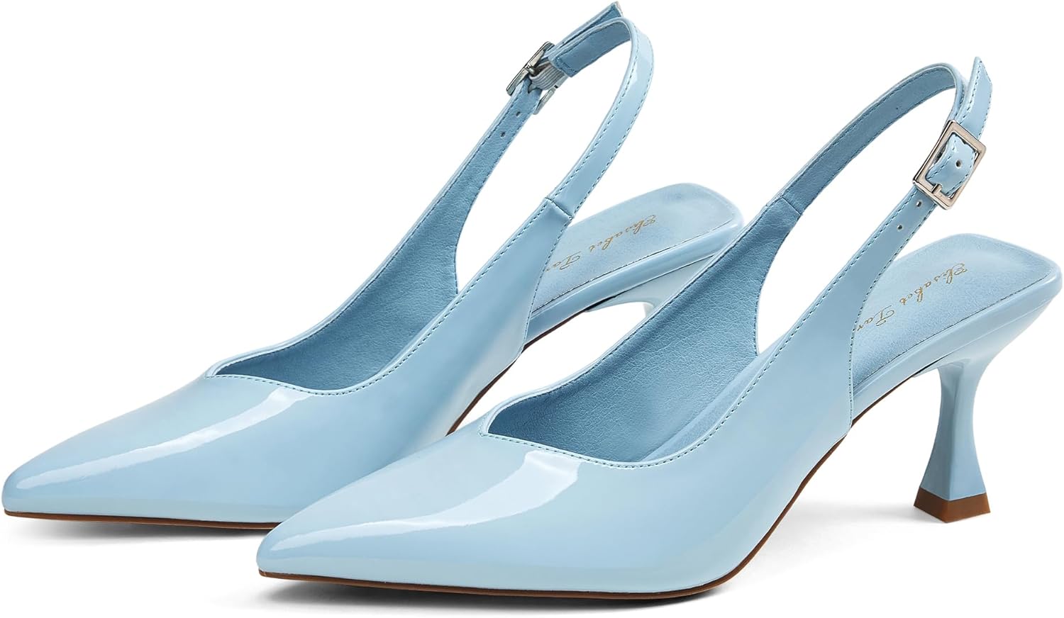 Elisabet Tang Women's Kitten Heel Slingback Low Pumps 3 Inches Stiletto Pointed Closed Toe Elegant Dressy Bridal Wedding Party Shoes - Image 3