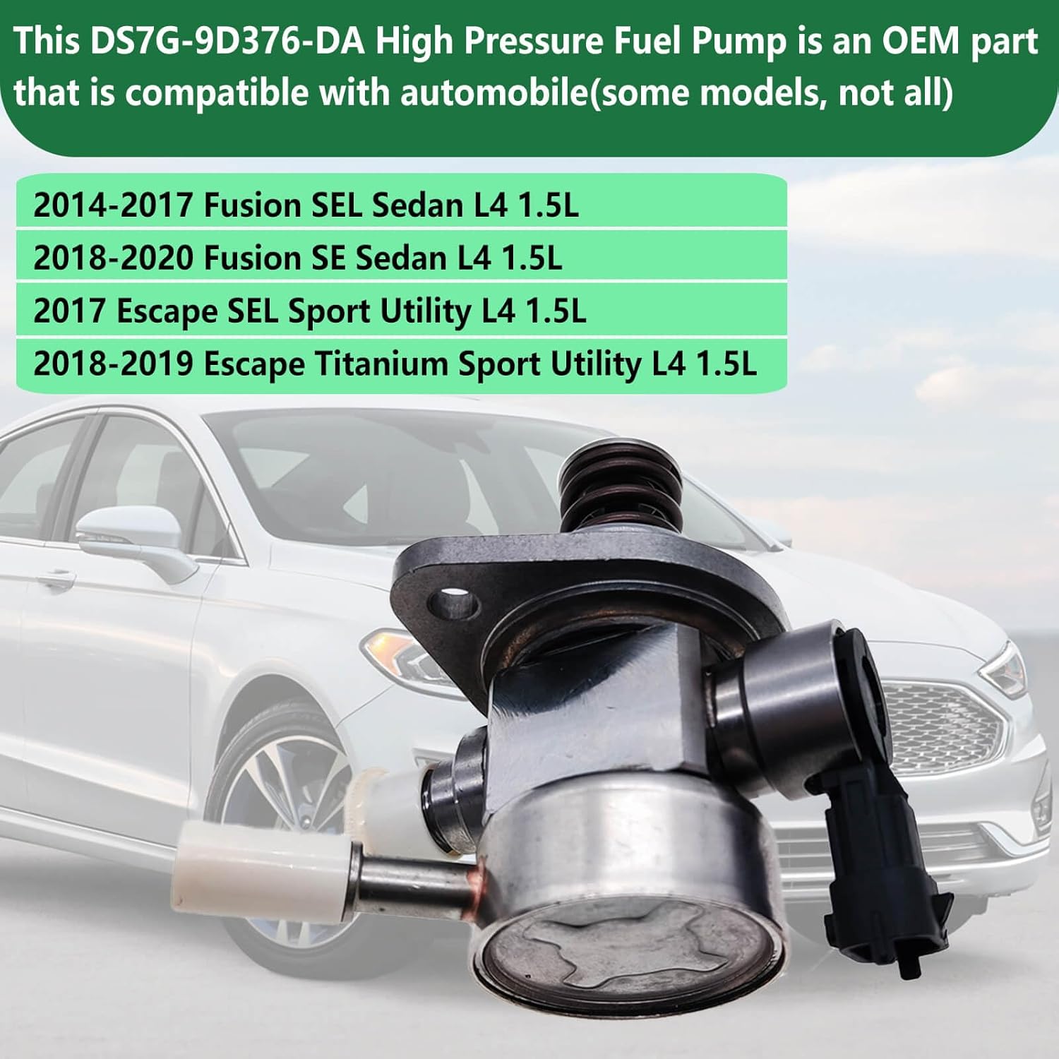DS7G-9D376-DA High Pressure Fuel Pump for Ford Fusion 1.5L 2014-2020 & Escape 1.5L 2017-2019, Replaces DS7G-9D376-DC, DS7G-9D376-DB, DS7Z9350A, FS1-9D376-AB, JT4E-9D376-AC, Fuel Pump for Ford Engines