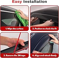 Vista 7 de KPY Moldura deflectora de viento con protección contra la lluvia compatible con GMC Terrain 2018-2023, 4 unidades, para ventana lateral, autoadhesiva