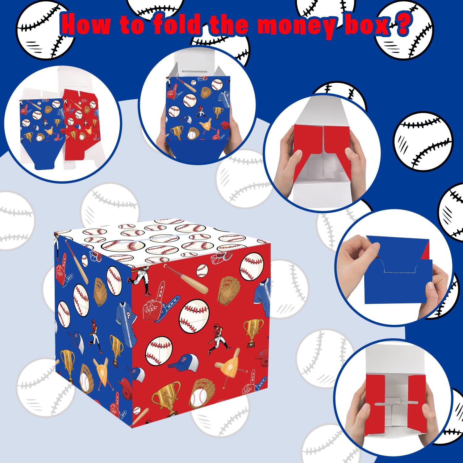DIY Baseball Birthday Money Box - Pull-Out Surprise Cash Gift With Stickers & 100 Bags - View #8