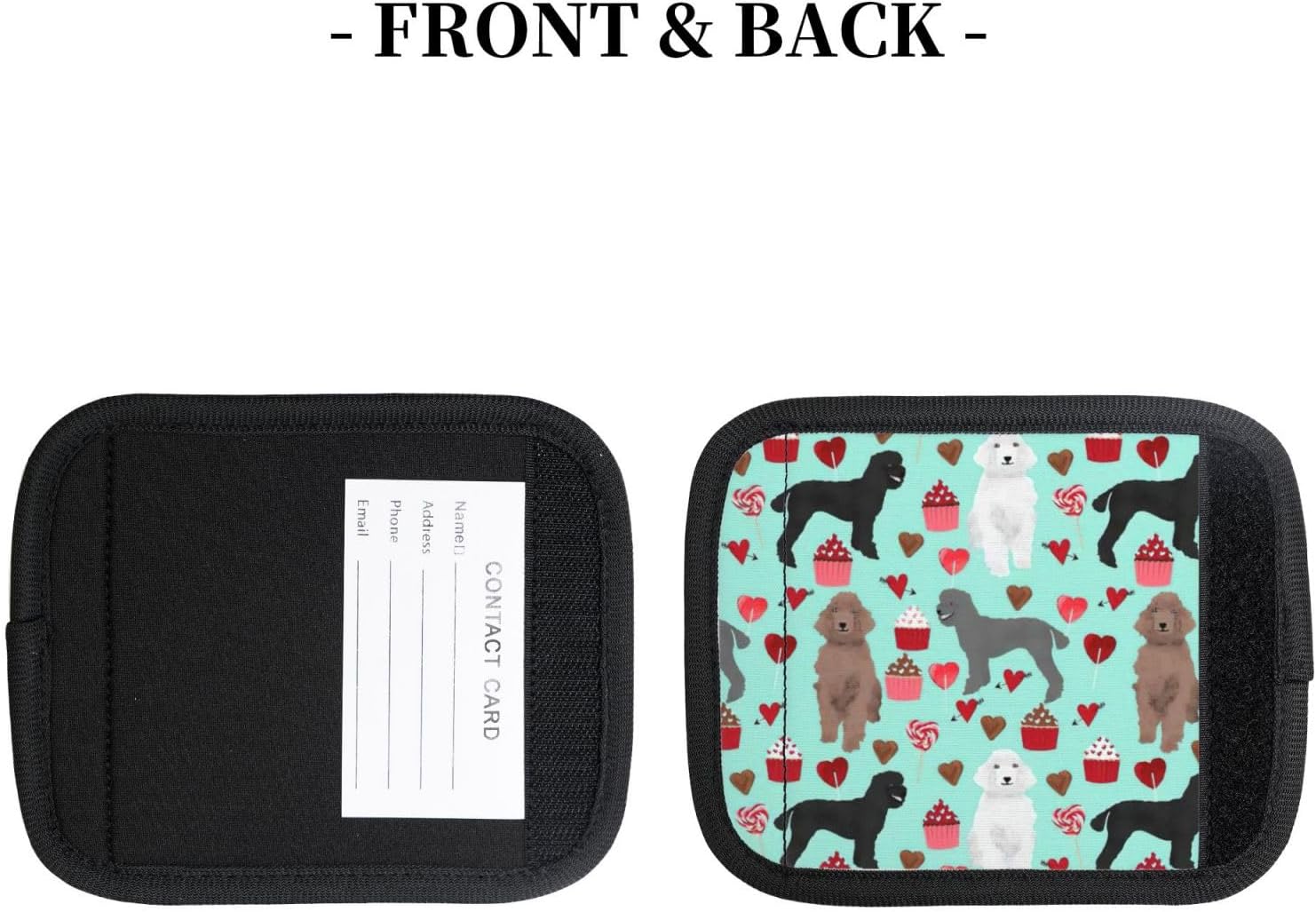 Poodles Dogs Print Luggage Handle Wraps Luggage Identifiers Soft Neoprene Luggage Handle Wraps for Suitcase Trolley Handle Grip Cover 2 Pack Luggage Tags