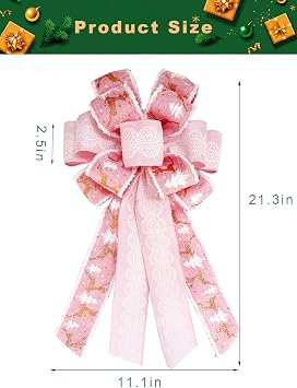 SONGTIY Christmas Tree Topper Bows, Large Handmade Bowknot Xmas Decoration