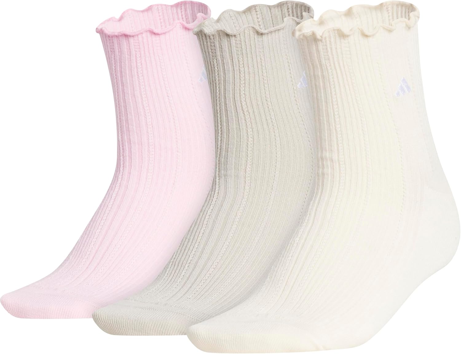 adidas Women's Ruffle Quarter Ankle Socks (3 Pairs)