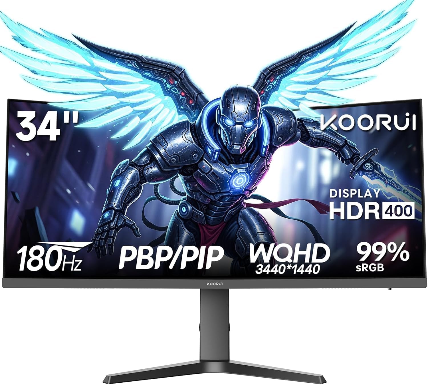 KOORUI 34 Inch Curved Gaming Monitor, WQHD 3440x1440 180Hz Computer ...