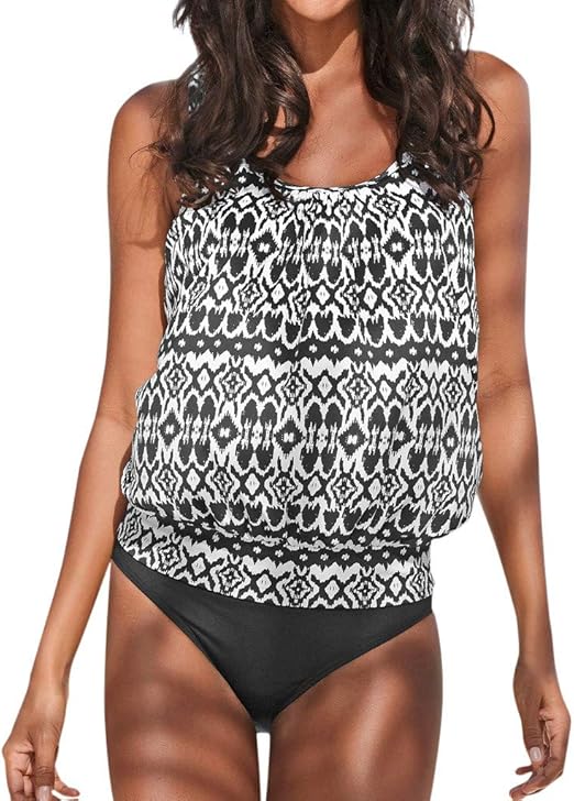Worsworthy Badekleid Damen Bauchweg Tankini Set Zweiteiliger Badeanzug