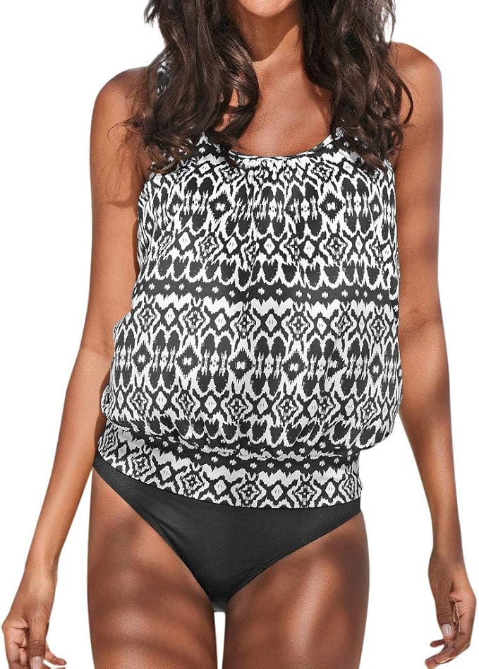 Worsworthy Badekleid Damen Bauchweg Tankini Set Zweiteiliger Badeanzug