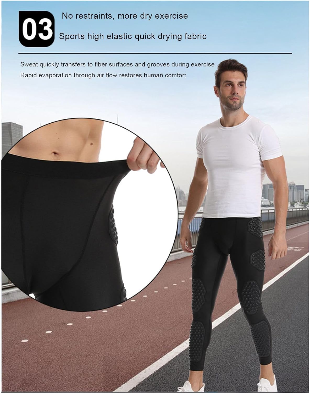 Hotfiary Men's Padded Football Pants with 9 Pads for Thigh, Hip, Tailbone, Knee and Shin Protection Compression Support