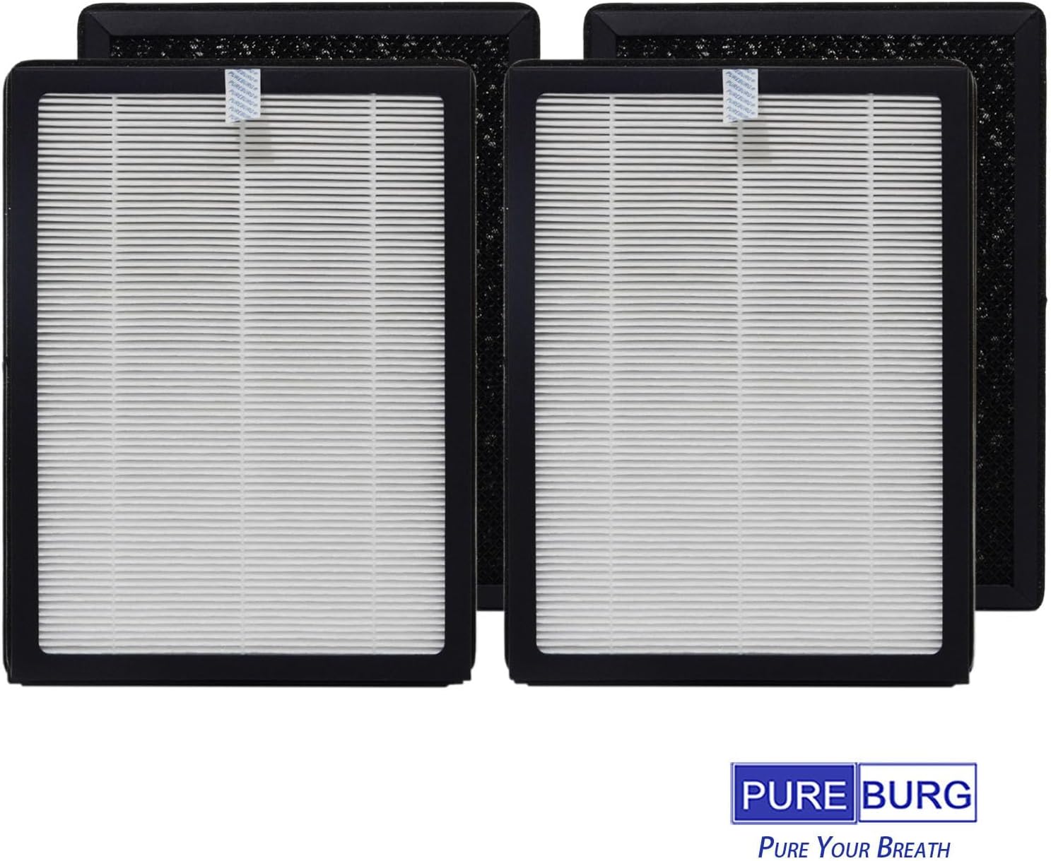 PUREBURG CAP-500FPK Replacement Filter Compatible with Cuisinart CAP-500 Air Purifier,2-Pack(4 Filters) H13 HEPA 3-Stage Filtration Activated Carbon 2-in-1