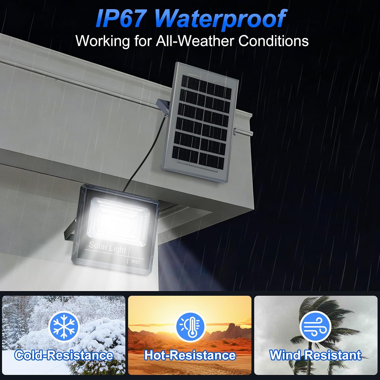 5000LM Solar Flood Lights Outdoor - IP67 Waterproof Powered Motion Sensor Light with 6000mAh Battery, Dusk to Dawn Led Solar Security Light With Remote Control for Wall Porch,Patio,Backyard,Barn,Shed