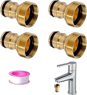 4 Piezas Adaptador Manguera Grifo, Conector Universal para Grifo, Conector de Latón Conectores, Adaptador de Manguera para Lavadora, Cocina, Baño, Jardín