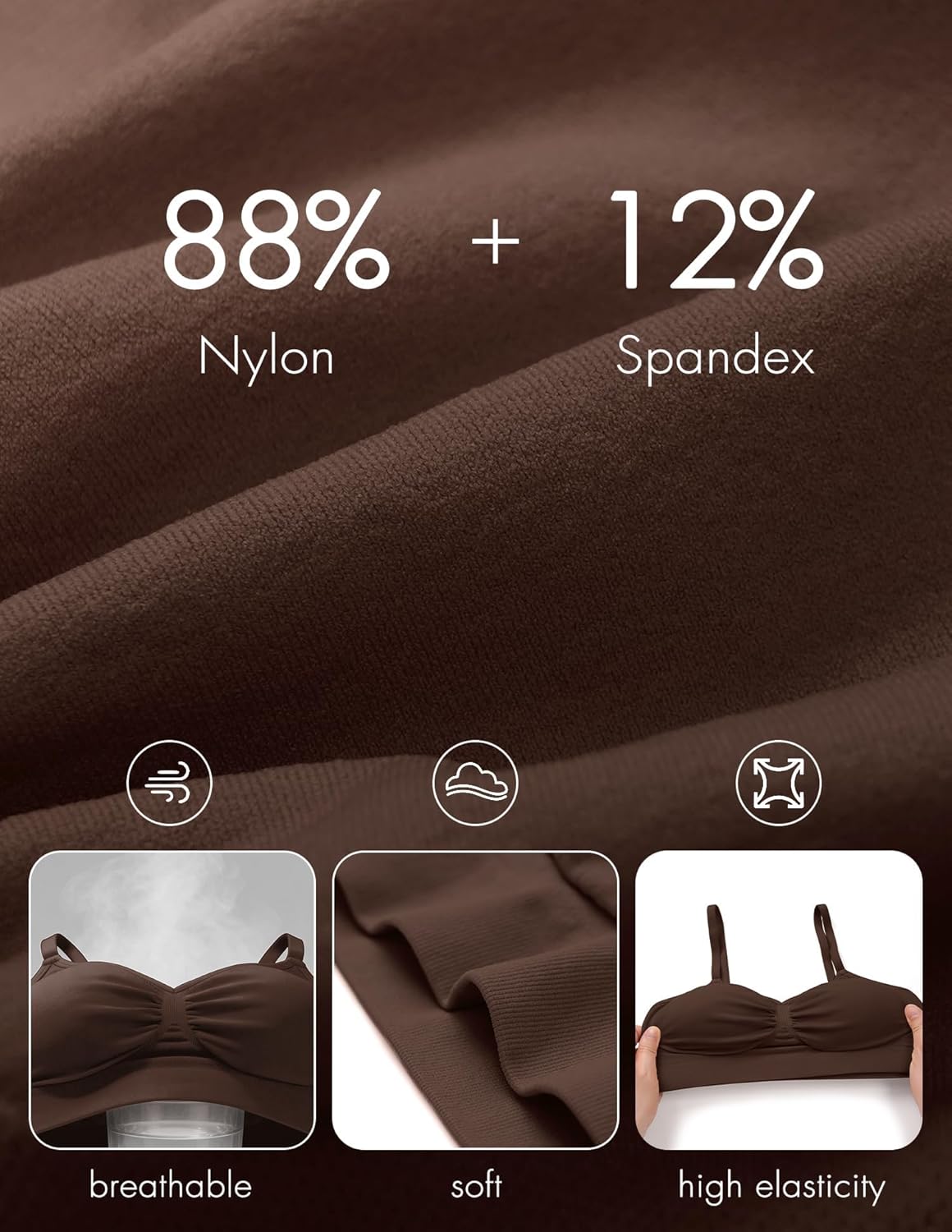 WANAYOU Bras for Women Bralettes for Women with Support Wireless Bra Comfortable No Underwire Push Up Padded Everyday Bra - Image 7