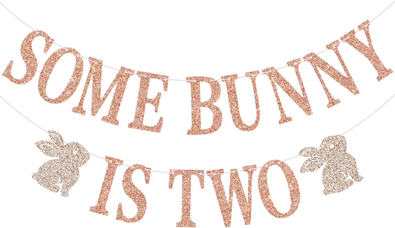 Mis Quince Rose Gold Bunny 2nd Birthday Banner, Easter Theme Birthday Party Decor