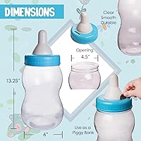 Vista 2 de Evershine Banco de biberones de plástico, banco de ducha de bebé rellenable azul de 13 pulgadas, centro de mesa de botella de plástico Jumbo Baby