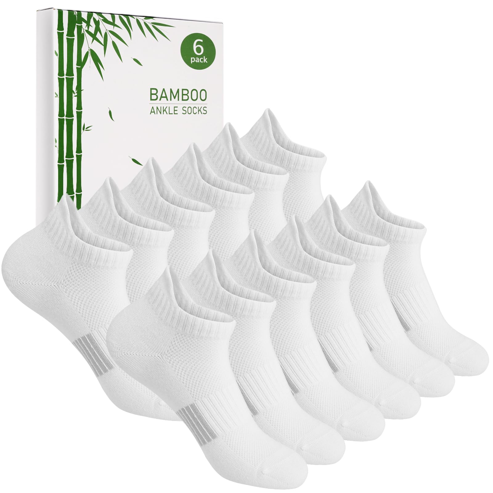 Blu Ninfee Calcetines de bambú para mujer 3-5/6-8, calcetines tobilleros para correr, calcetines deportivos cortos transpirables, regalos para mujeres y niñas de verano, 6 pares