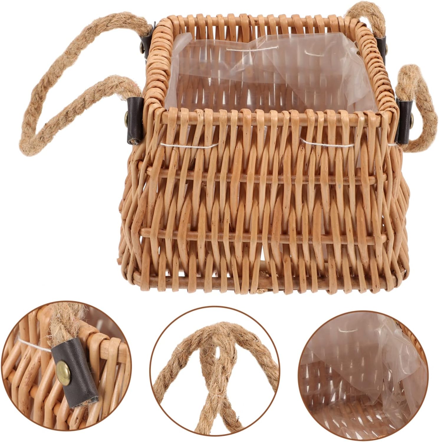 3pcs Baskets Rattan Planter Vegetable for Egg with Hand-Woven Decor Liner Arrangement Ginger Plants Natural Multipurpose Center Favors Toy Gift Portable Garlic Baske Bread Holder (As Shownx3pcs image 2