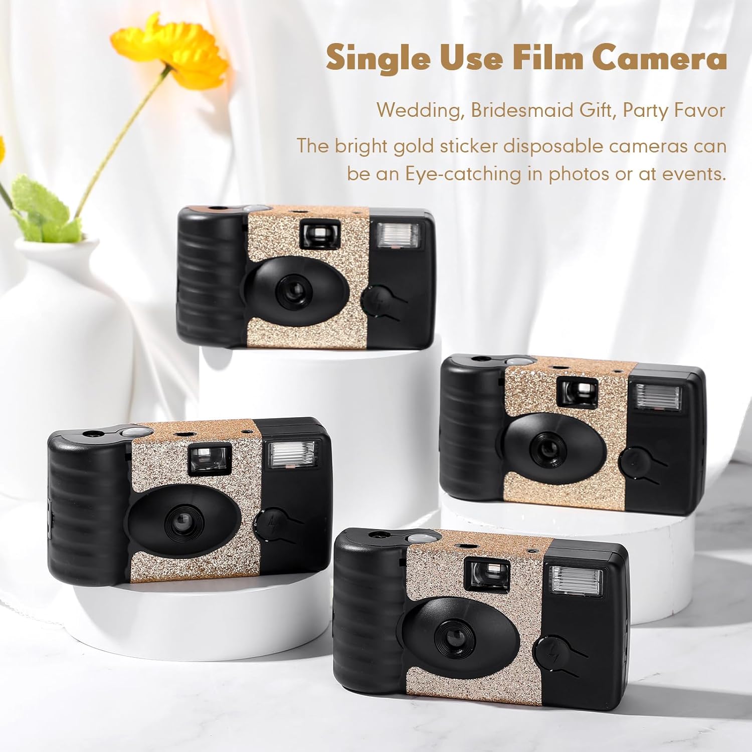 4 Pcs Disposable Camera Single Use Film Camera One Time Camera for Photography with Flash Color Film for Wedding, Anniversary, Travel, Camp, Party Supplies, Birthday Gift (Classic Style)